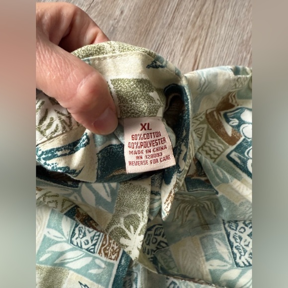 VTG Paradise Blue Hawaiian Shirt Short Sleeve Button Up Blue Brown Beige Size XL - Picture 4 of 9